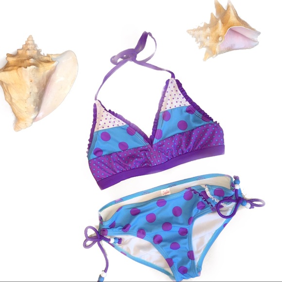 👙Justice Blue/Purple Dot Bikini Size 10👙 - Picture 6 of 6